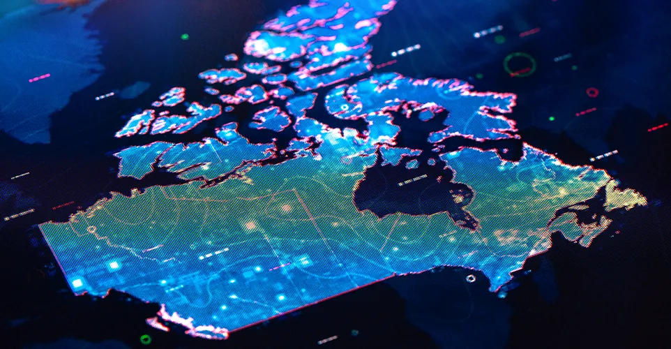 Digital map of Canada